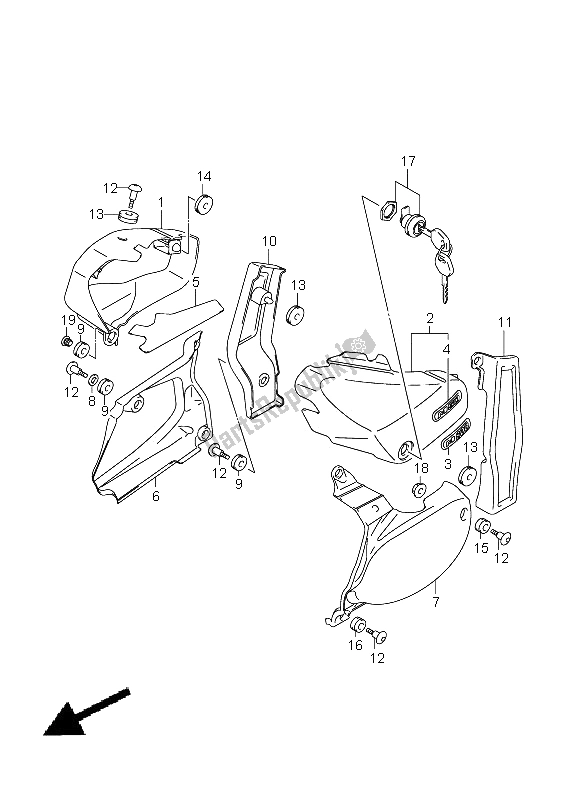 All parts for the Frame Cover (vz800z) of the Suzuki VZ 800Z Intruder 2008