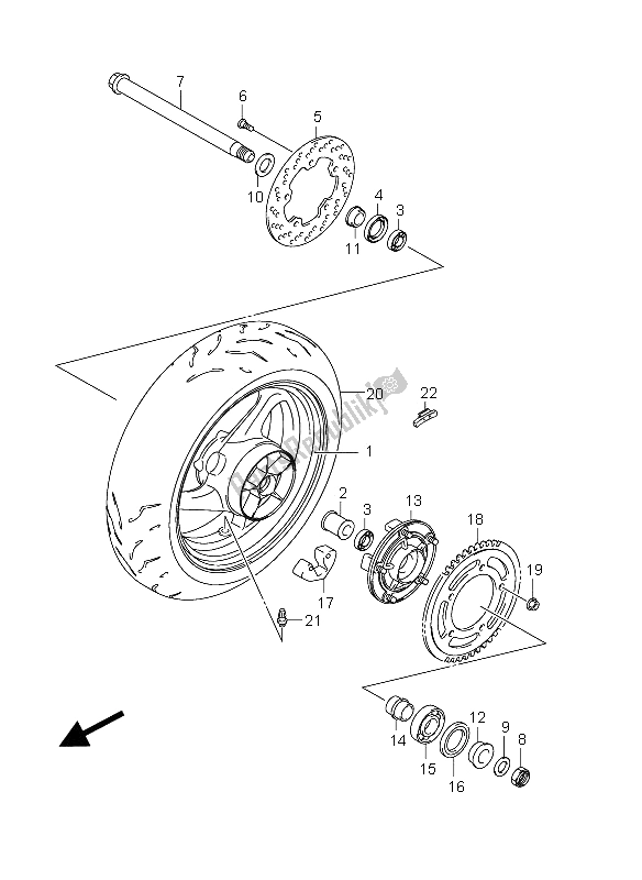 Tutte le parti per il Ruota Posteriore (gsr750ue E21) del Suzuki GSR 750A 2012