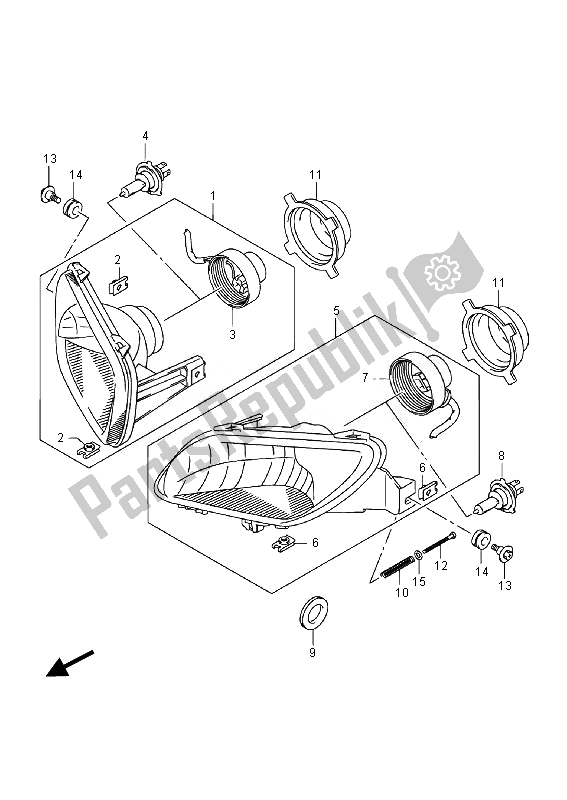 All parts for the Headlamp (lt-f400f) of the Suzuki LT F 400 FZ Kingquad FSI 4X4 2014