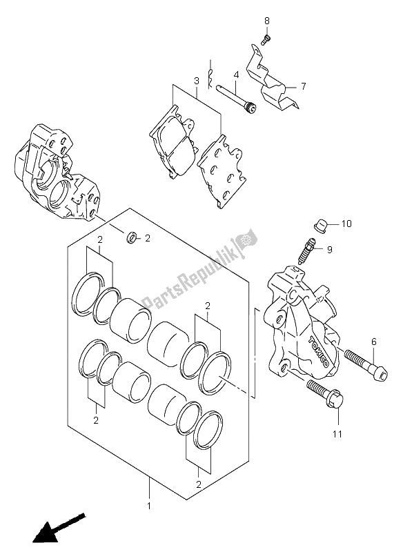 Todas as partes de Pinças Frontais do Suzuki GSX R 750 2003