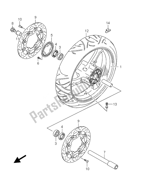 Tutte le parti per il Ruota Anteriore del Suzuki GSX 1250 FA 2010