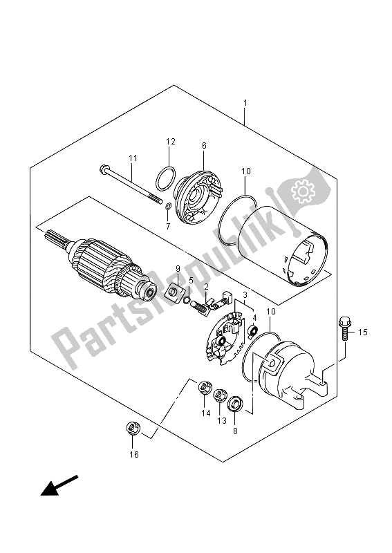 All parts for the Starting Motor of the Suzuki AN 650Z Burgman Executive 2015