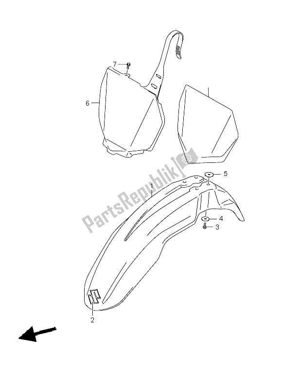 Tutte le parti per il Parafango Anteriore del Suzuki RM Z 250 2008