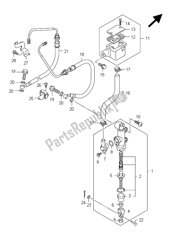 All parts for the Rear Master Cylinder (gsf1250sa E24) of the Suzuki GSF 1250 SA Bandit 2012