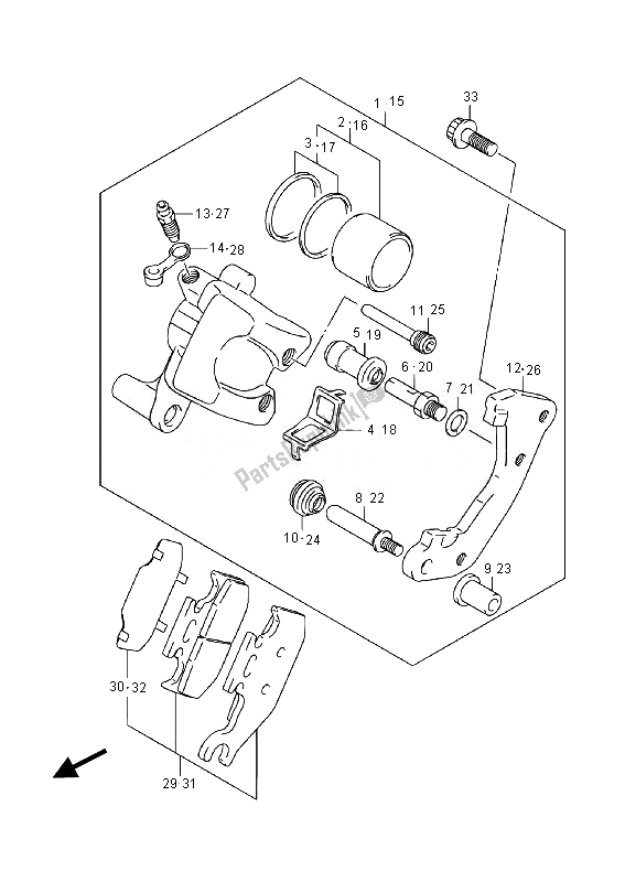 All parts for the Front Caliper of the Suzuki LT A 400 FZ Kingquad ASI 4X4 2014