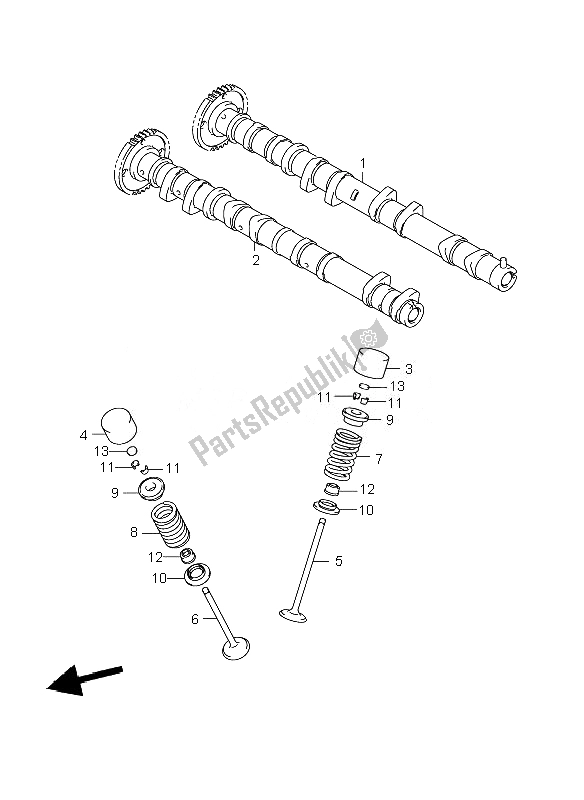 Tutte le parti per il Albero A Camme E Valvola del Suzuki GSR 600A 2010