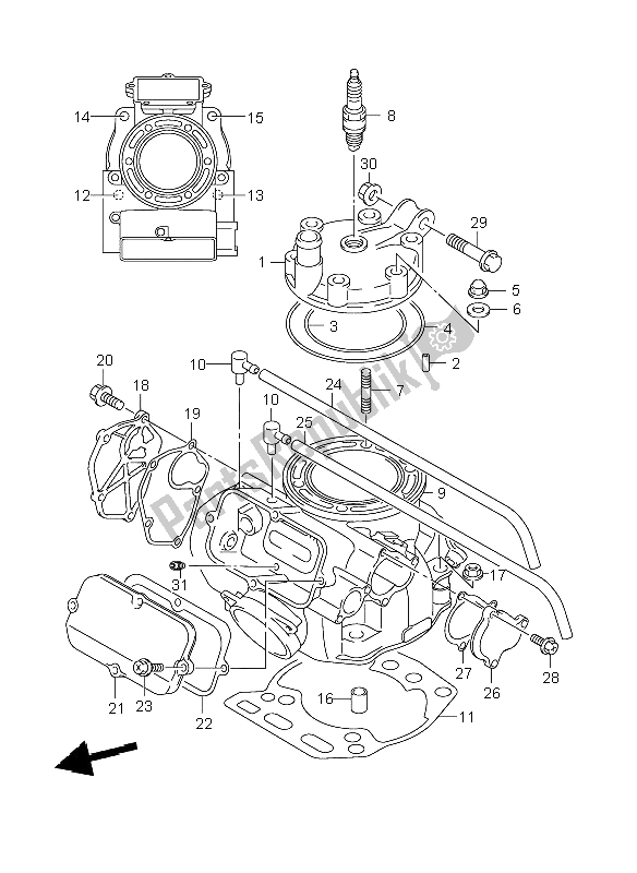 Alle onderdelen voor de Cilinder van de Suzuki RM 250 2008