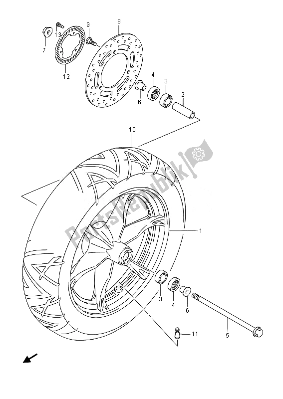 Tutte le parti per il Ruota Anteriore (uh125a E19) del Suzuki UH 125A Burgman 2014