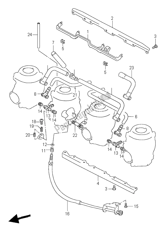 All parts for the Carburetor Fittings of the Suzuki GSX R 1100W 1997