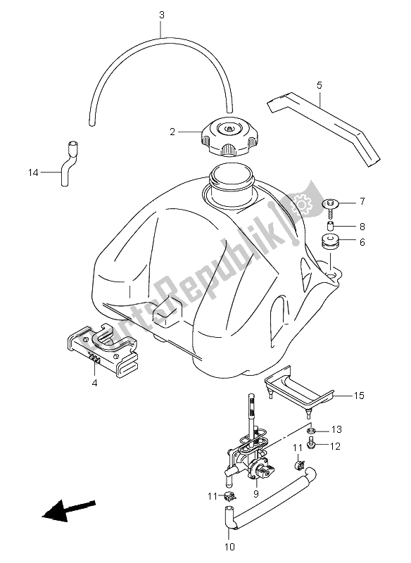 Alle onderdelen voor de Benzinetank van de Suzuki LT Z 250 Quadsport 2006