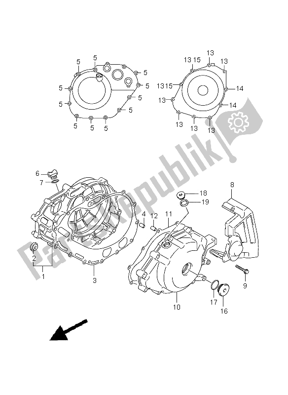 All parts for the Crankcase Cover of the Suzuki DL 650A V Strom 2009