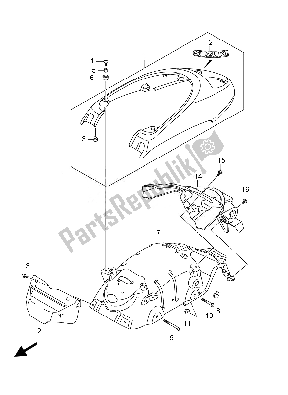 Todas las partes para Guardabarros Trasero de Suzuki VZ 800 Intruder 2010