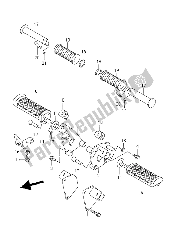 Tutte le parti per il Poggiapiedi del Suzuki VL 125 Intruder 2000