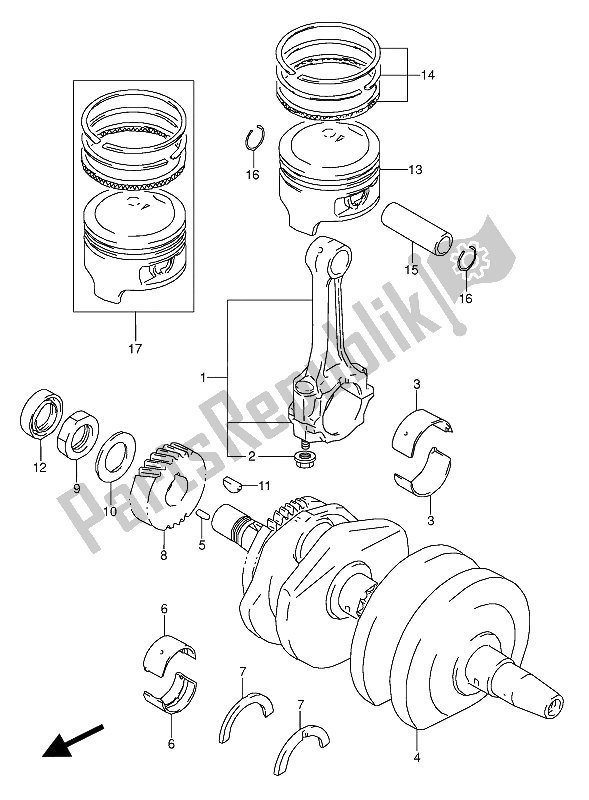 Todas as partes de Virabrequim do Suzuki GS 500 EU 1992