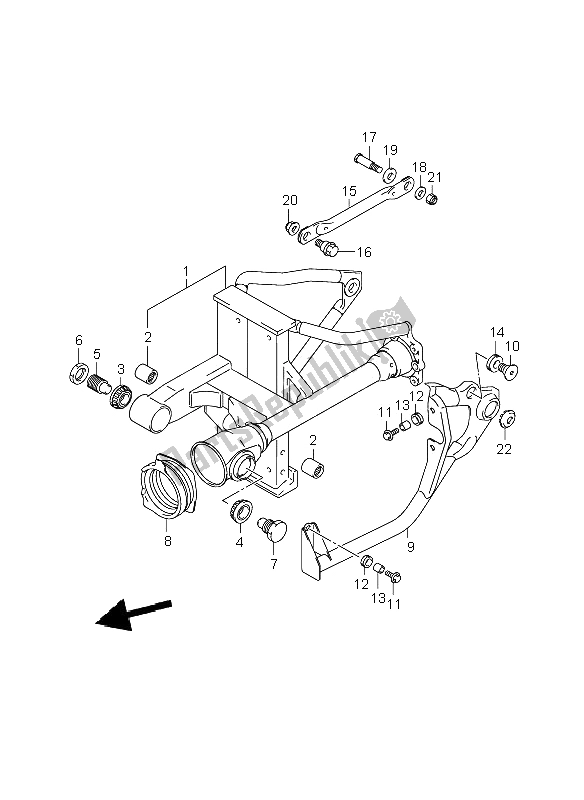 All parts for the Rear Swinging Arm of the Suzuki VL 800C Volusia 2008