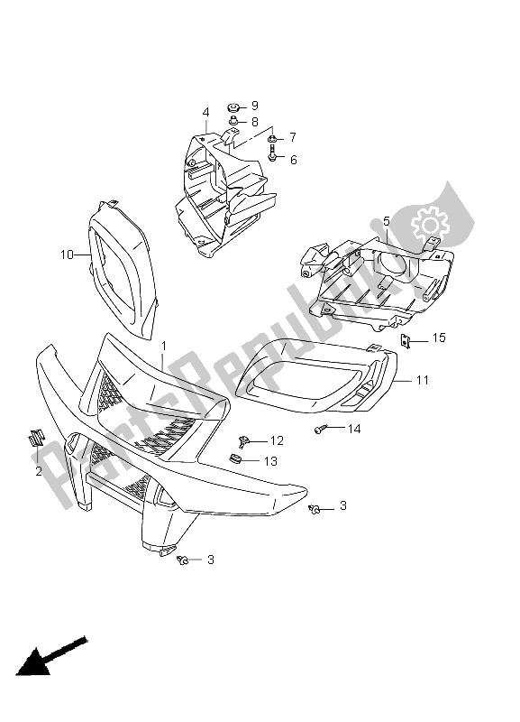 All parts for the Front Grille (lt-a400xpz P28) of the Suzuki LT A 500 XPZ Kingquad AXI 4X4 2011