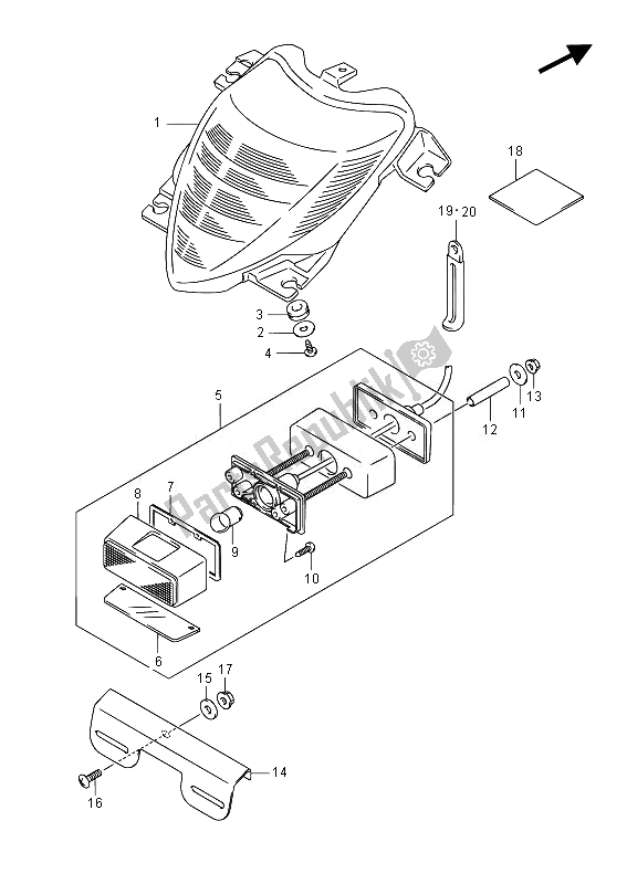 All parts for the Rear Combination Lamp (vzr1800uf E19) of the Suzuki VZR 1800 M Intruder 2014