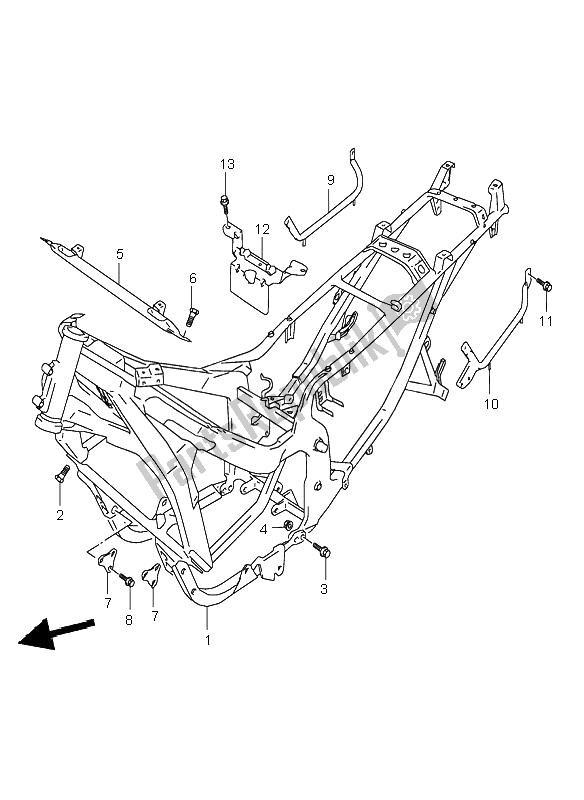 All parts for the Frame of the Suzuki GSX 600F 2002