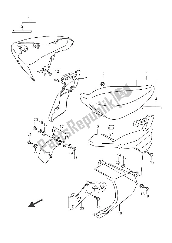 Todas las partes para Cubierta Lateral (vzr1800bzuf E19) de Suzuki VZR 1800 BZ M Intruder 2016