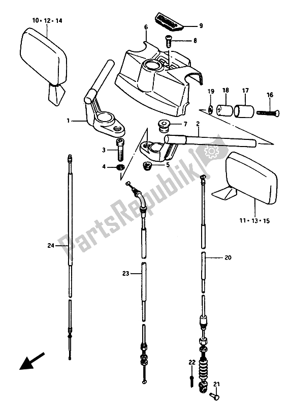 All parts for the Handlebar of the Suzuki GSX 1100 1150 Eesef 1985