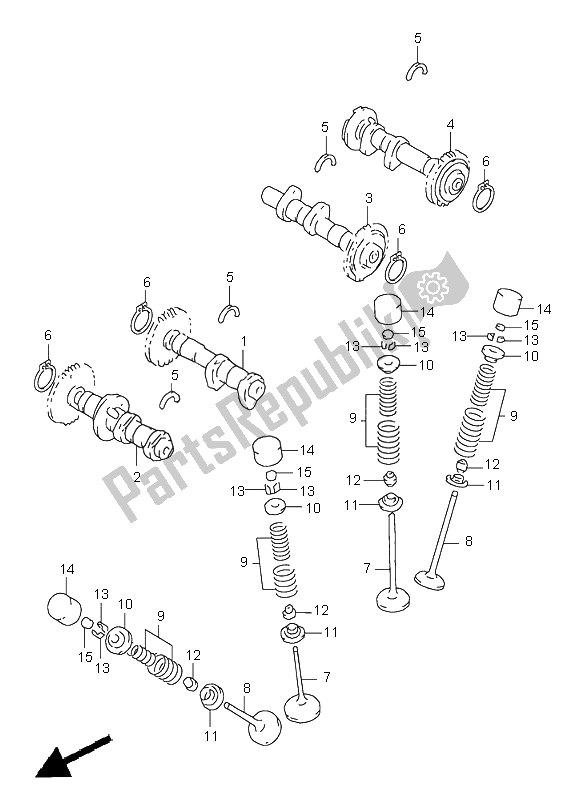 Tutte le parti per il Albero A Camme E Valvola del Suzuki TL 1000S 2001