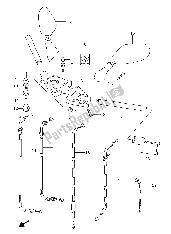 Todas as partes de Guidão do Suzuki GSX 750F 2006