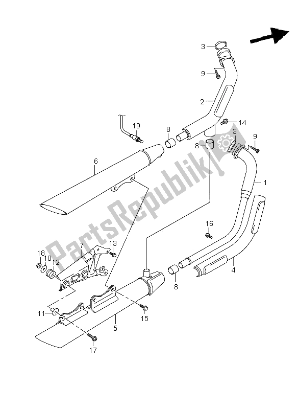 All parts for the Muffler of the Suzuki VZ 800 Marauder 2005