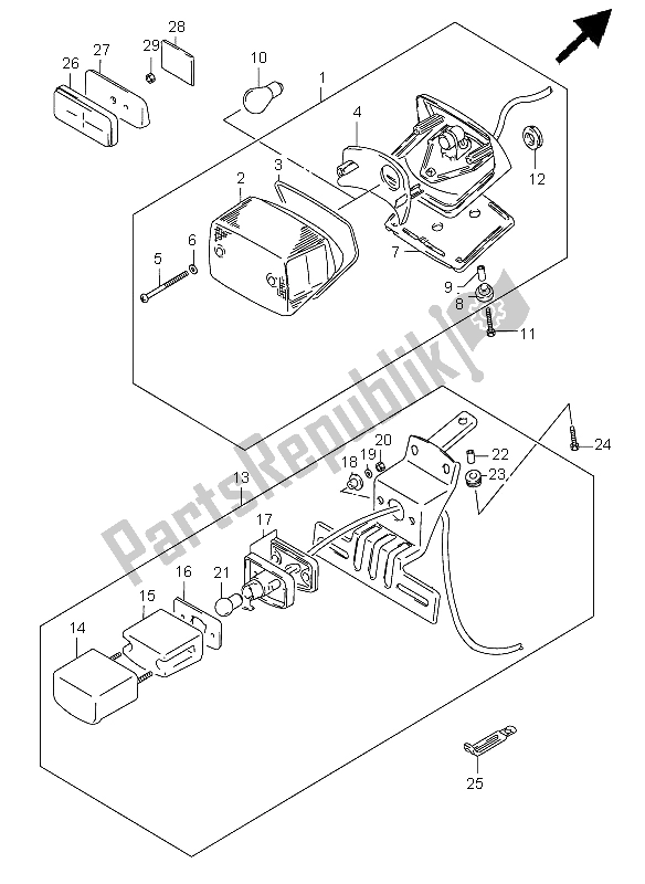 Tutte le parti per il Luce Di Combinazione Posteriore del Suzuki VS 800 Intruder 2003