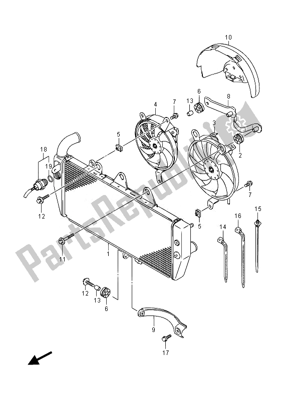 Alle onderdelen voor de Radiator van de Suzuki GSX 1250 FA 2014