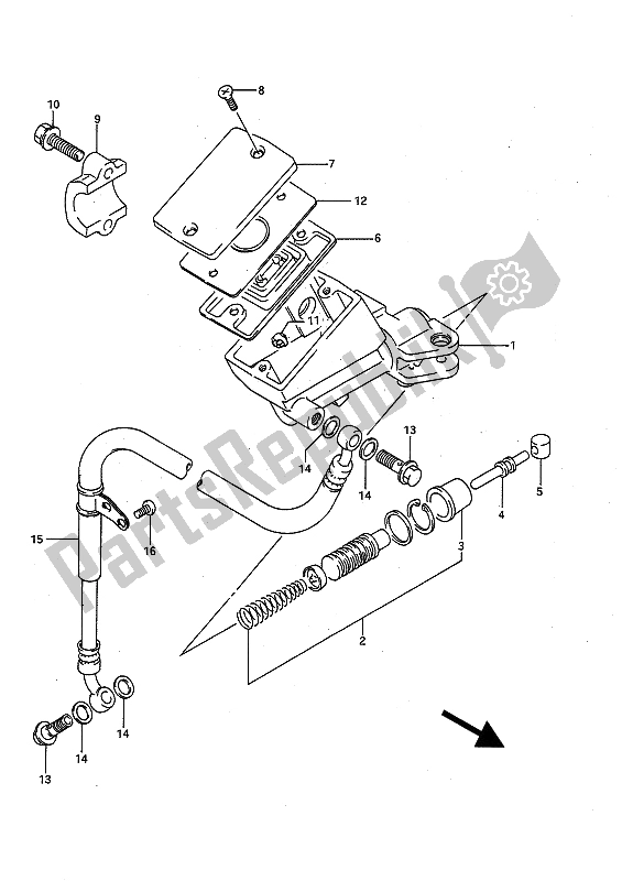 Alle onderdelen voor de Koppeling Hoofdremcilinder van de Suzuki GSX R 1100 1991