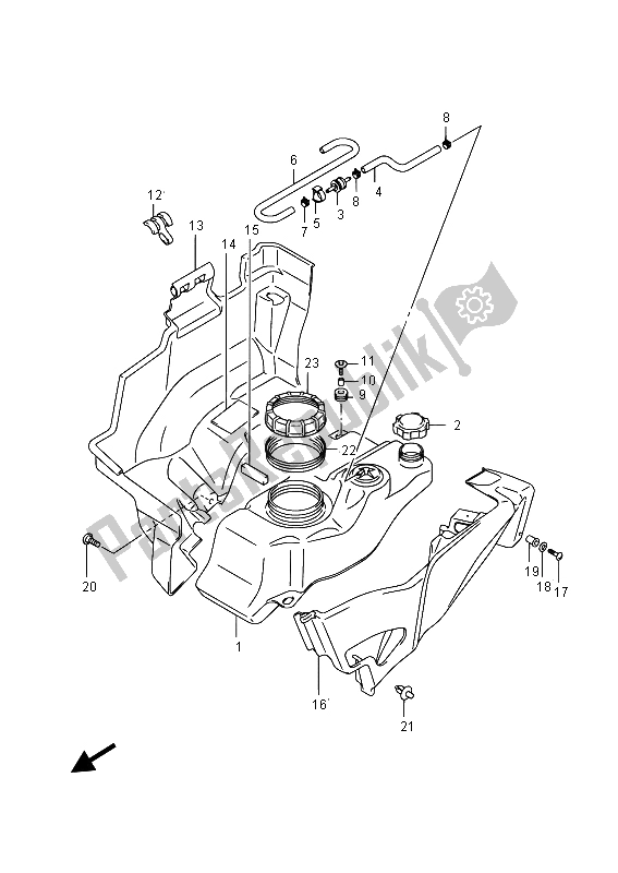 All parts for the Fuel Tank of the Suzuki LT A 750 XPZ Kingquad AXI 4X4 2015