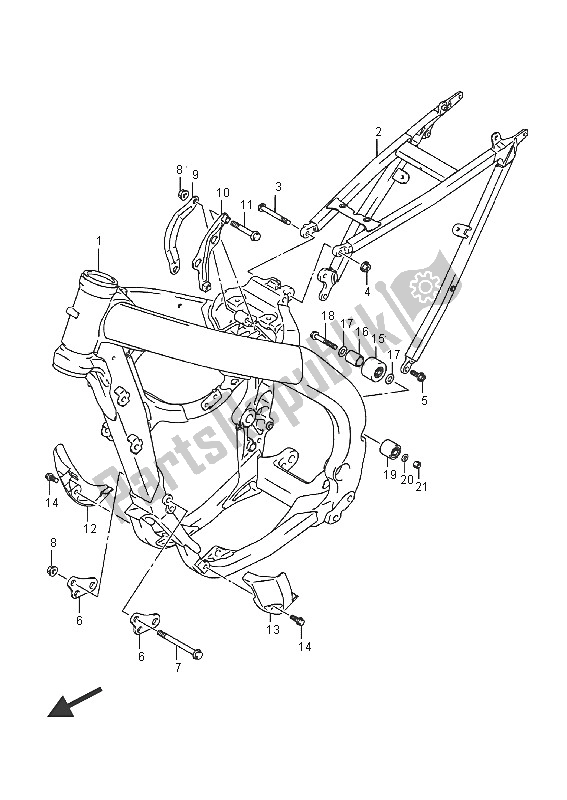 All parts for the Frame of the Suzuki RM Z 250 2016