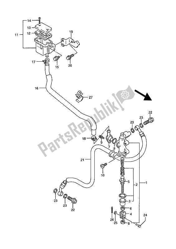 Toutes les pièces pour le Maître-cylindre Arrière du Suzuki GSX R 750W 1992