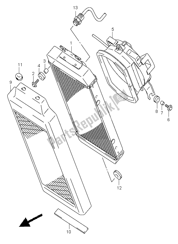 Alle onderdelen voor de Radiator van de Suzuki VL 800Z Volusia 2003