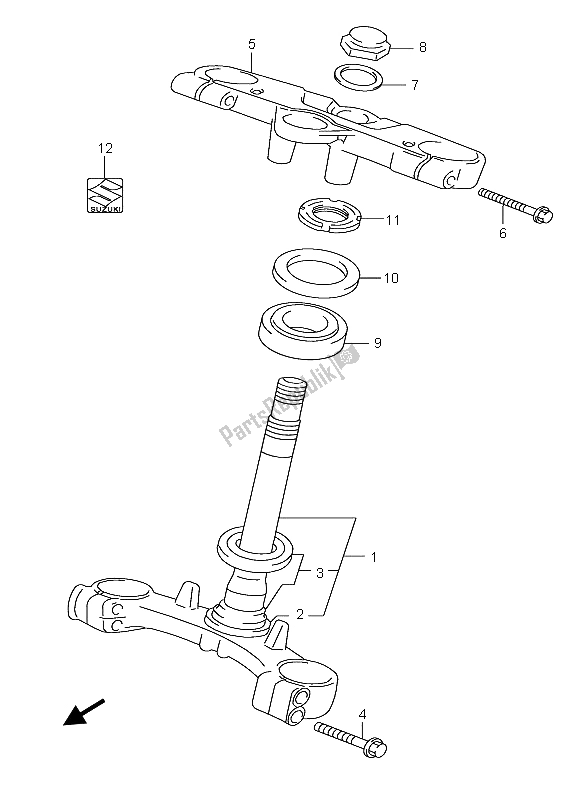 All parts for the Steering Stem of the Suzuki GSX 600F 2004