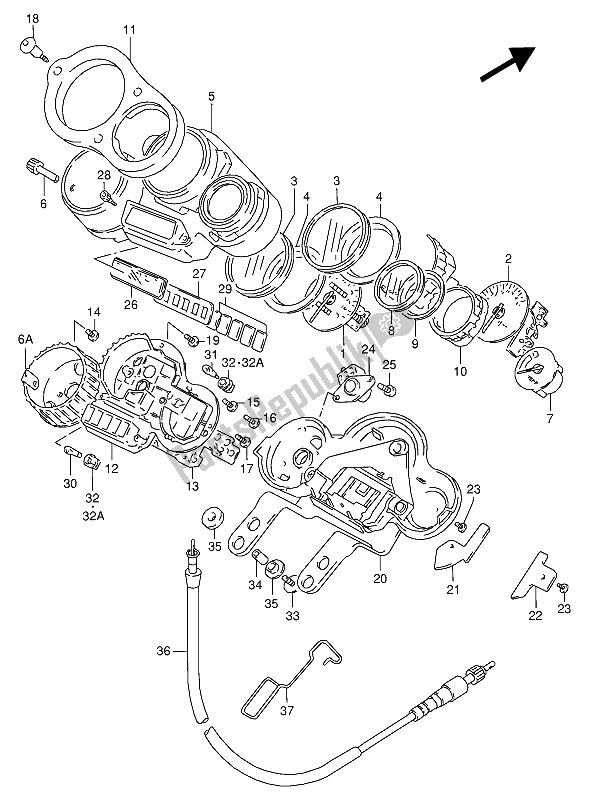 Todas as partes de Velocímetro do Suzuki RG 125 FU 1993