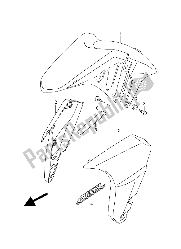 All parts for the Front Fender (with Abs) of the Suzuki GSX 1300 BKA B King 2009