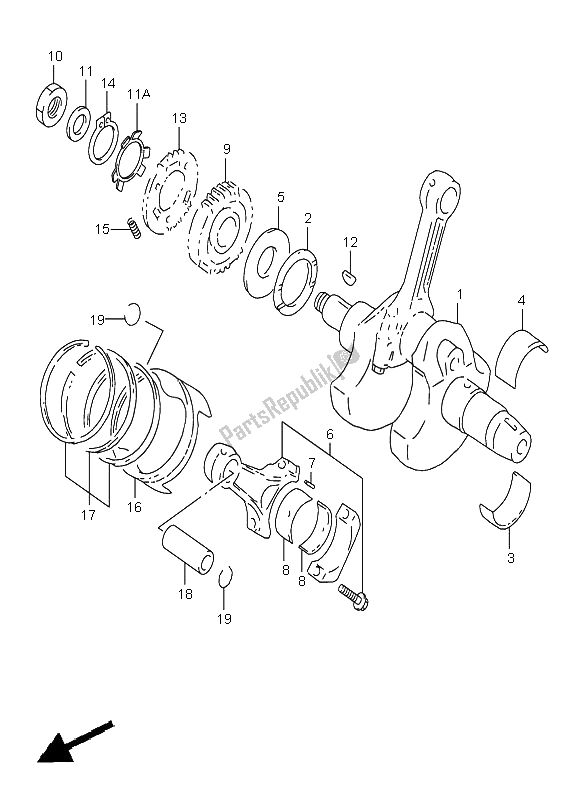 All parts for the Crankshaft of the Suzuki TL 1000S 1999