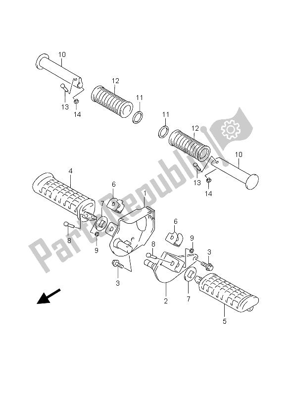 All parts for the Footrest of the Suzuki GZ 250 Marauder 2006