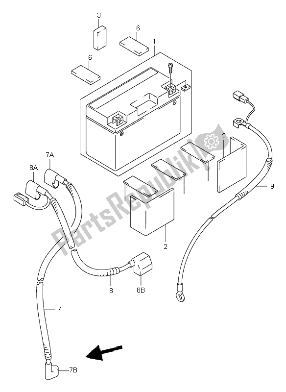 All parts for the Battery of the Suzuki DR Z 400S 2002