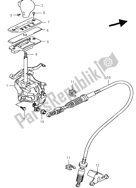 All parts for the Shift Lever of the Suzuki LT A 400 Eiger 4X2 2004