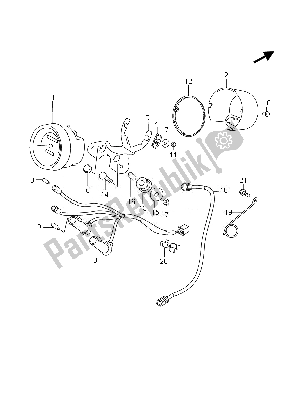 All parts for the Speedometer of the Suzuki GZ 250 Marauder 2007