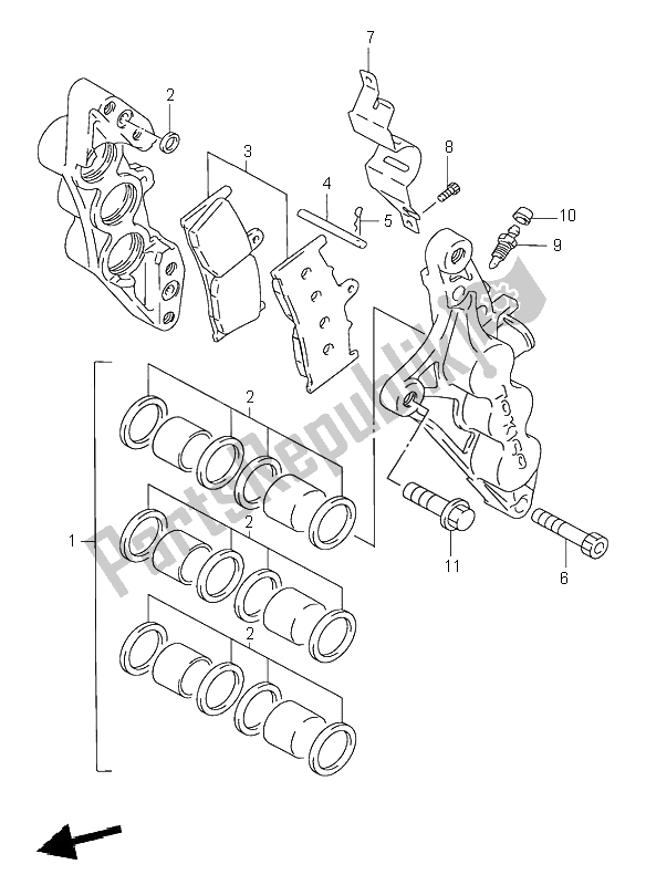 Tutte le parti per il Pinze Anteriori del Suzuki GSX R 1100W 1997