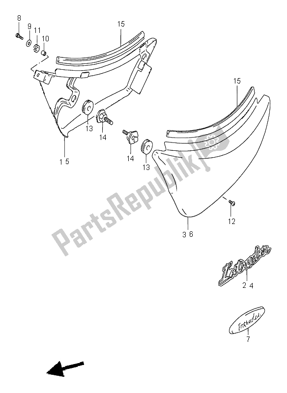 All parts for the Frame Cover of the Suzuki VS 600 Intruder 1995