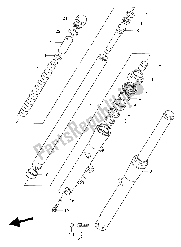 Wszystkie części do Przedni Amortyzator Suzuki VS 800 Intruder 1999