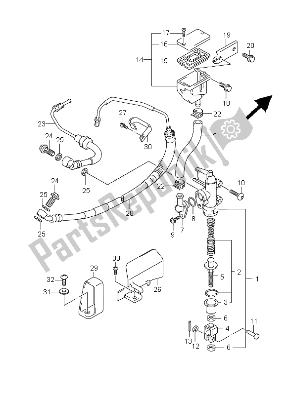 All parts for the Rear Master Cylinder (sv650sa-sua) of the Suzuki SV 650 SA 2010