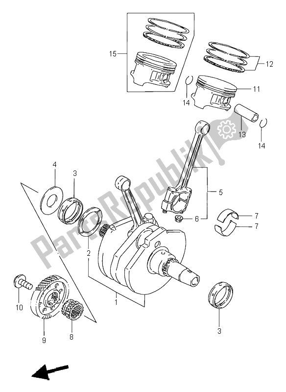 All parts for the Crankshaft of the Suzuki VS 600 Intruder 1995