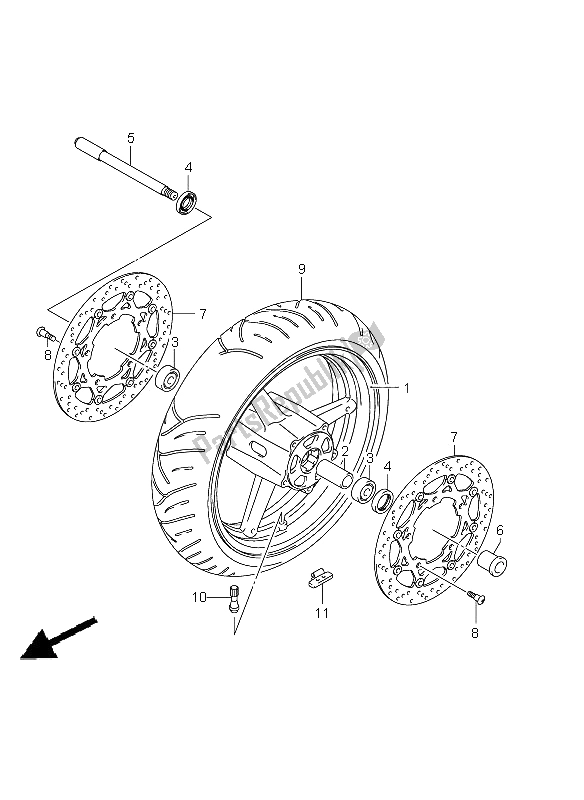 Toutes les pièces pour le Roue Avant (gsx650fu E24) du Suzuki GSX 650 FA 2011