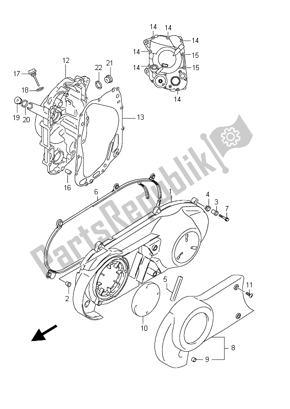 Tutte le parti per il Coperchio Del Carter del Suzuki UH 125 Burgman 2011