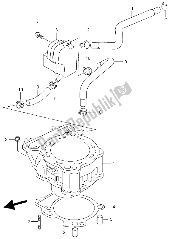 All parts for the Cylinder of the Suzuki LT Z 400 Quadsport 2004